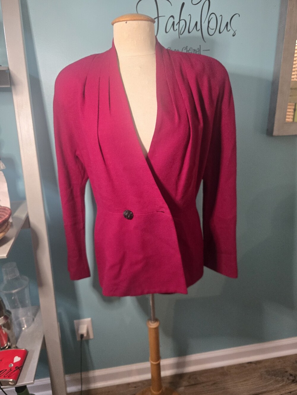 Women’s Magenta Draped Ponte Blazer